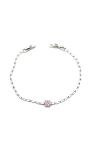Pembe Taşlı Bileklik - Gümüş