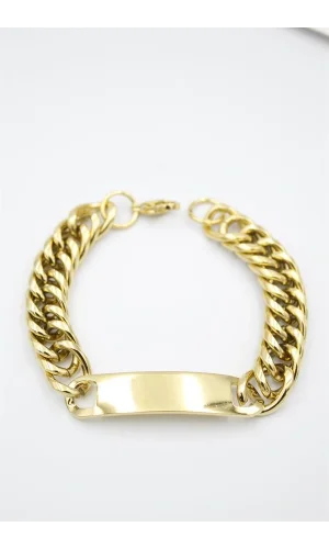 Plaka Zincir Bileklik - Altın