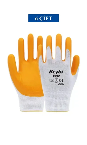 Pn2 Sarı Iş Eldiveni Polyester No:10 Örme Nitril Beybi Royaleks Group - 6 Çift