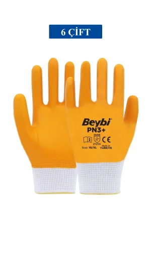 Pn3+ Sarı Iş Eldiveni Polyester Örme Nitril Beybi No:10 Royaleks Group - 6 Çift