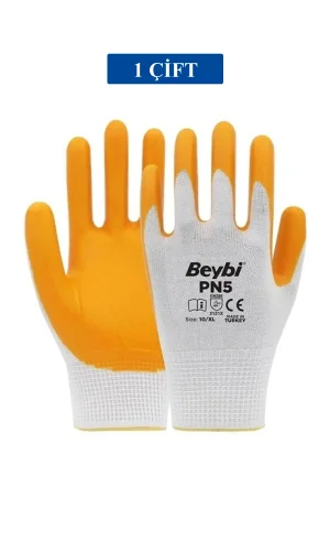 Pn5 Sarı Iş Eldiveni Polyester No:10 Örme Nitril Beybi Royaleks Group - 1 Çift