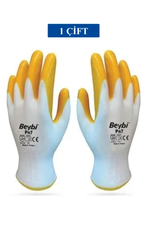 Pn7 Sarı Iş Eldiveni Polyester Örme Nitril Beybi No:10 Royaleks Group - 1 Çift
