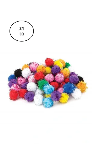 Puti Pom Pom Karışık Metalik 10mm-20mm-30 mm 24lü