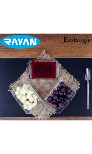 Rayan Reqtangle Tekli Dikgörtgen Cam Kahvaltılık