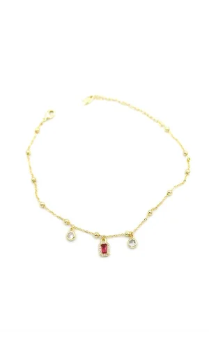 Renkli Taşlı Halhal - Kırmızı