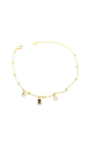 Renkli Taşlı Halhal - Siyah