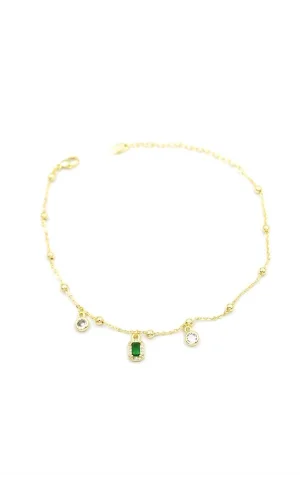 Renkli Taşlı Halhal - Yeşil