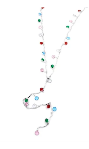 Renkli Taşlı Y Kolye - Gümüş