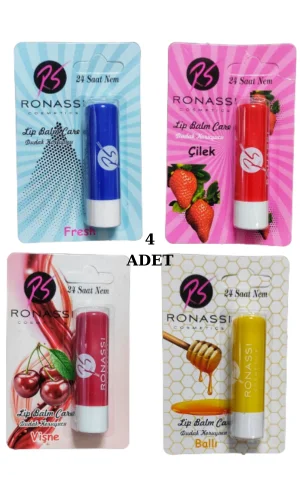 RS Ronassi Dudak Koruyucu ve Parlatıcısı Fresh Çilek Vişne ve Ballı 4 Lü Set