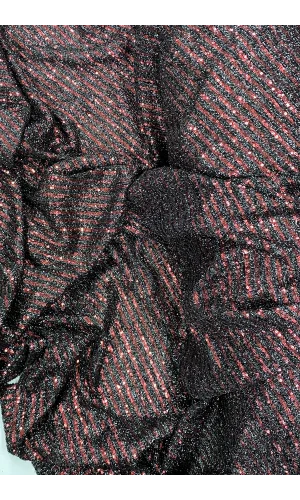 Sakallı Çizgili Pullu Kumaş  Pullu Payet Kumaş Abiye Nişan Düğün Siyah Bordo