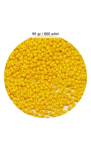 Sarı Renk 4 mm Yaklaşık 660 adet / 60 gram Cam Boncuk Oya Yazma Bileklik ve Kolye