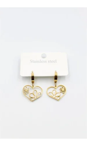 Sedef Çiçek Küpe - Altın