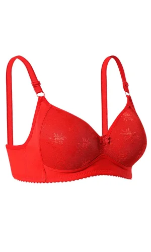 Silikonlu Toparlayıcı Dantelli Telsiz Sütyen Kırmızı