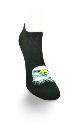 Siyah Beyaz Kartal Desenli Sportif Unisex  Kısa Bilek Çorap Yazlık 1 Çift