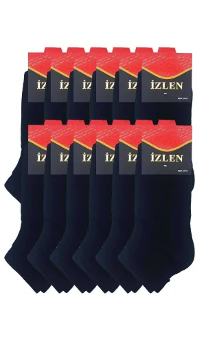 Siyah Erkek Kısa Spor Çorap 12 Çift