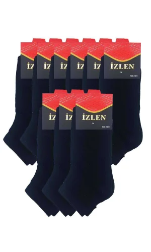 Siyah Erkek Kısa Spor Çorap 9 Çift