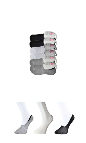 Siyah Gri ve Beyaz Kadın Babet Çorap 6 çift