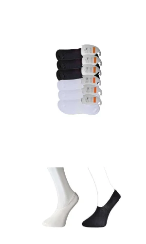 Siyah ve Beyaz Erkek Babet Çorap 6 çift