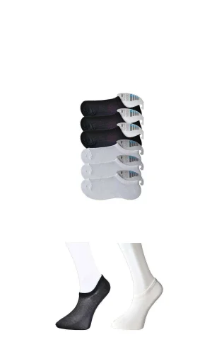 Siyah ve Beyaz Erkek Görünmez Çorap 6 çift
