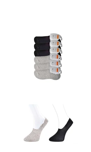 Siyah ve Gri Erkek Babet Çorap 6 çift