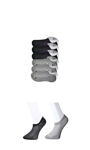 Siyah ve Gri Erkek Görünmez Çorap 6 çift