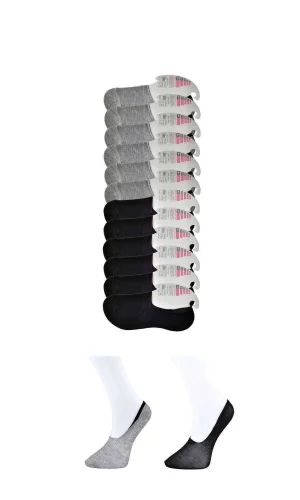 Siyah ve Gri Kadın Babet Çorap 12 çift