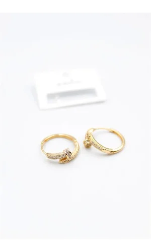 Taşlı Çivi Küpe - Altın