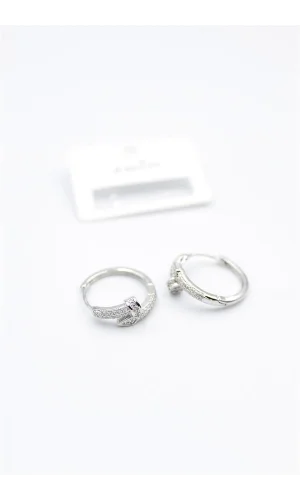 Taşlı Çivi Küpe - Gümüş