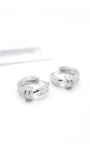 Taşlı Çivi Küpe - Gümüş