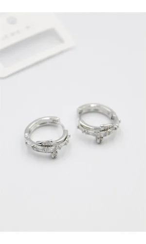 Taşlı Çivi Küpe - Gümüş