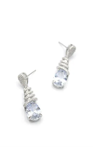 Taşlı Damla Küpe - Gümüş