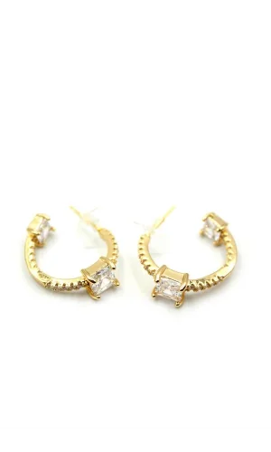 Taşlı Halka Küpe - Altın