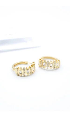 Taşlı Halka Küpe - Altın