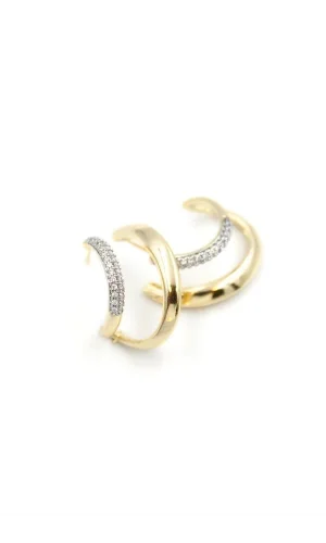 Taşlı Halka Küpe - Altın