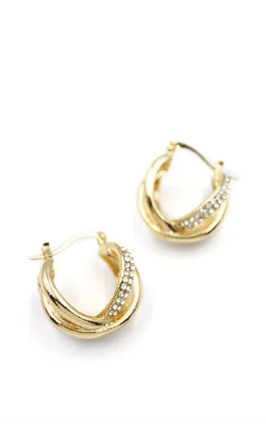 Taşlı Halka Küpe - Altın