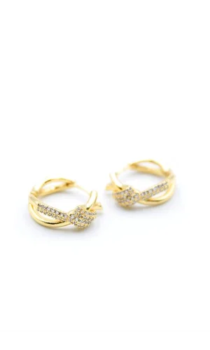 Taşlı Halka Küpe - Altın