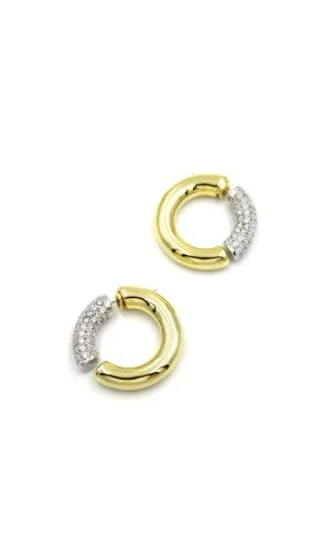 Taşlı Halka Küpe - Altın