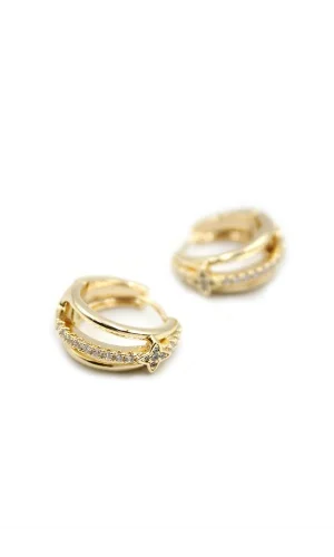 Taşlı Halka Küpe - Altın