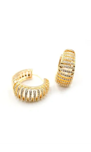 Taşlı Halka Küpe - Altın