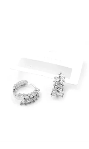 Taşlı Halka Küpe - Gümüş