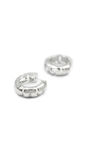 Taşlı Halka Küpe - Gümüş