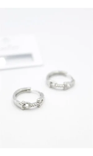 Taşlı Halka Küpe - Gümüş