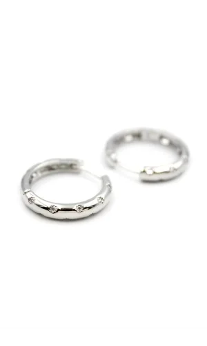 Taşlı Halka Küpe - Gümüş