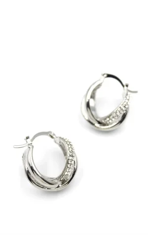 Taşlı Halka Küpe - Gümüş