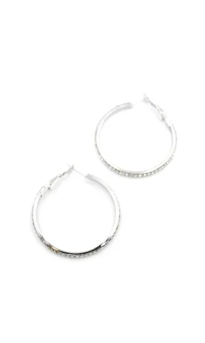 Taşlı Halka Küpe - Gümüş