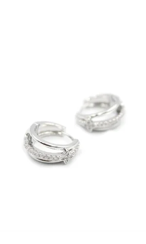 Taşlı Halka Küpe - Gümüş