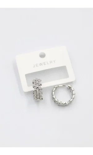 Taşlı Halka Küpe - Gümüş