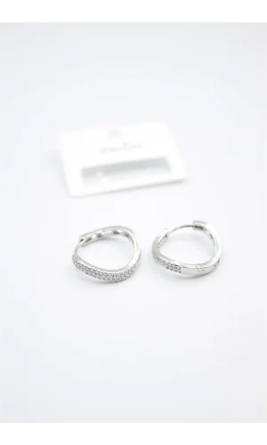 Taşlı Halka Küpe - Gümüş