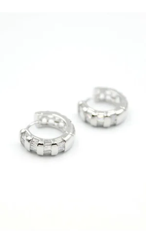 Taşlı Halka Küpe - Gümüş