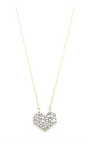 Taşlı Kalp Kolye - Altın